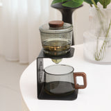 Rora Black Iron Frame Semi-Automatic Glass Teapot Lazy Kungfu Magnetic Tea Set Teapot