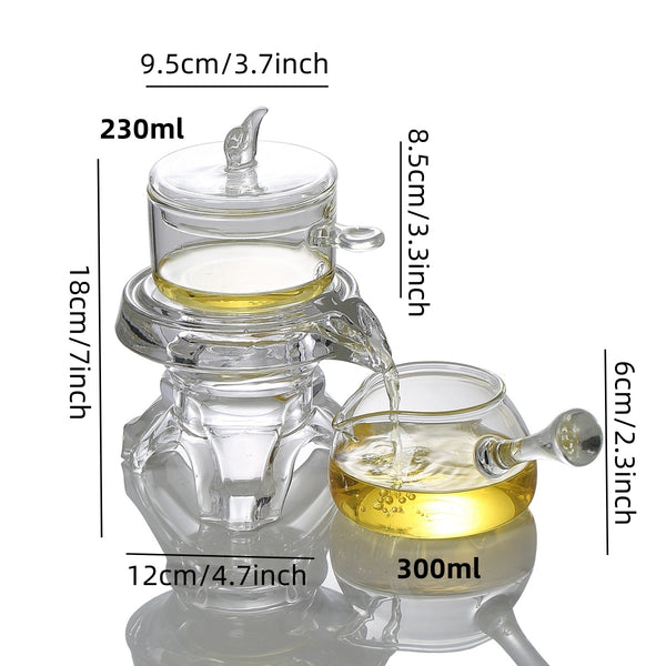 Glass palace lamp tea set tea cup set semi-automatic glass tea set Kung fu tea set net red glass tea cup