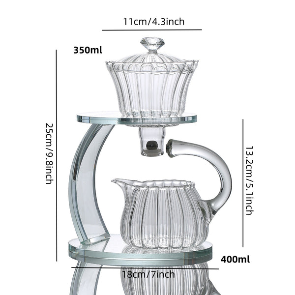 Glass palace lamp tea set tea cup set semi-automatic glass tea set Kung fu tea set net red glass tea cup