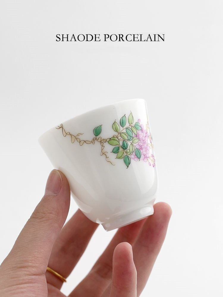 Shaode porcelain selected Jingdezhen pastel hand painted Wisteria flower Single cup master cup