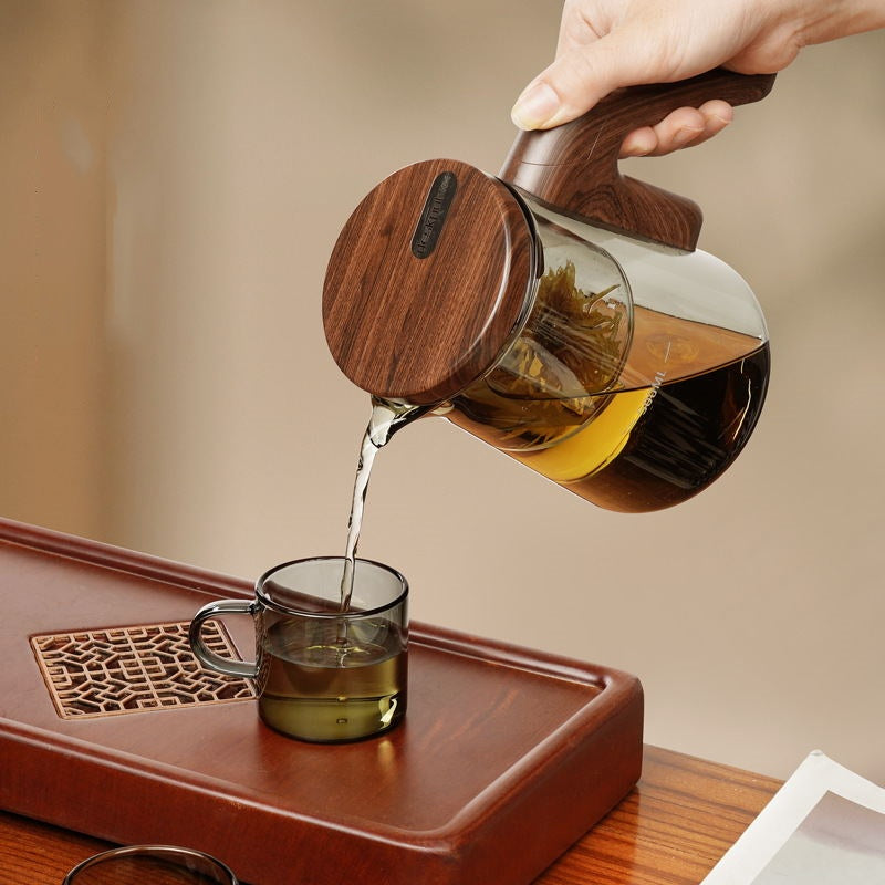 One-button glass teapot flowing cup top pot New home full bladder tea separation tea cup large capacity