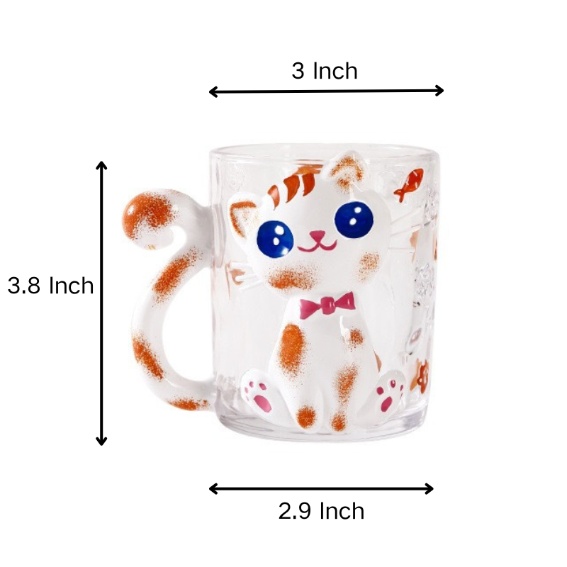 Cat Glass Cup Cartoon Coffee Mug Cute Teacup