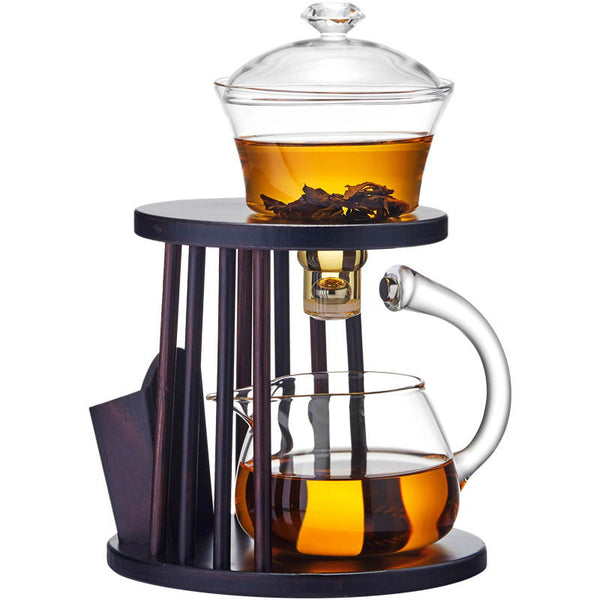 Semi-automatic transparent glass lazy tea set home high borosilicate glass tea maker high appearance level kung fu tea set