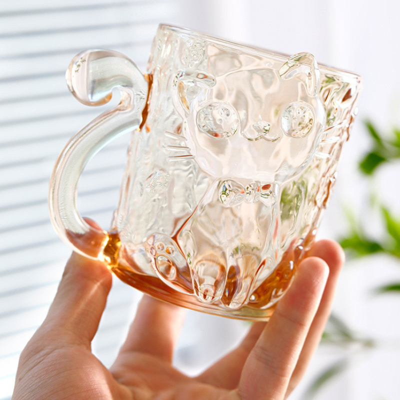 Cat Glass Cup Cartoon Coffee Mug Cute Teacup