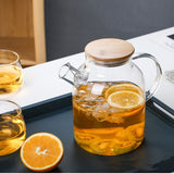 High borosilicate glass teapot Juice pot cold kettle Open fire heating bamboo lid kettle Home cold kettle Flower teapot