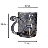 Cat Glass Cup Cartoon Coffee Mug Cute Teacup gray