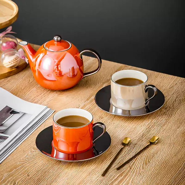 Ceramic Pearl Coffee Cup Afternoon Tea Set with Saucer