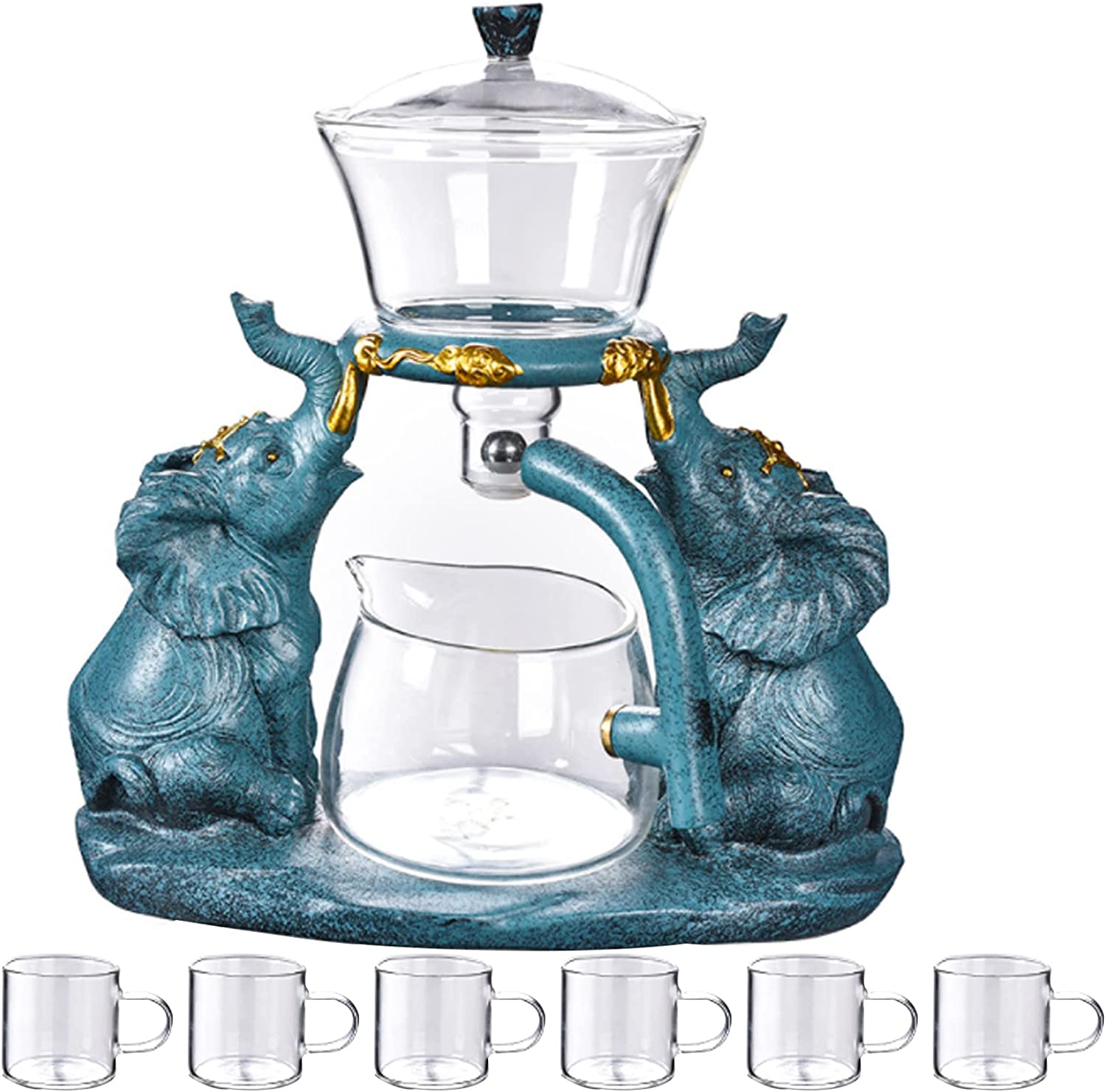 Rora Lazy Kungfu Glass Tea Set Magnetic Water Diversion Rotating 6 Te Rora Teapot