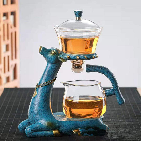 Dropship 1 Set Lazy Tea Set; Magnetic Water Diversion Rotating Cover Bowl;  Tea Maker; Automatic Glass Teapot; Tea Canister; Tea Cups; Tea Pet; Tea  Tray; Chinese Kung Fu Tea Set to Sell