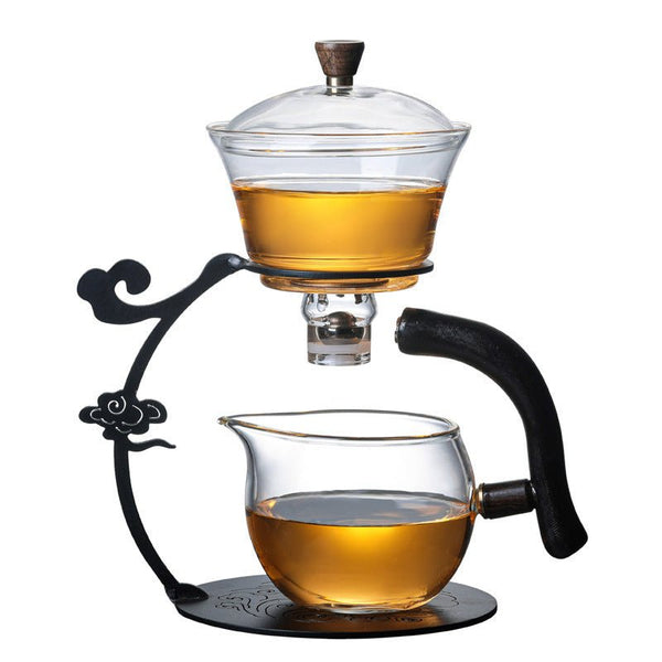 Glass Tea Brewing Set with Magnetic Automatic Dispenser - Masu Tea Dispenser + Six Teacups