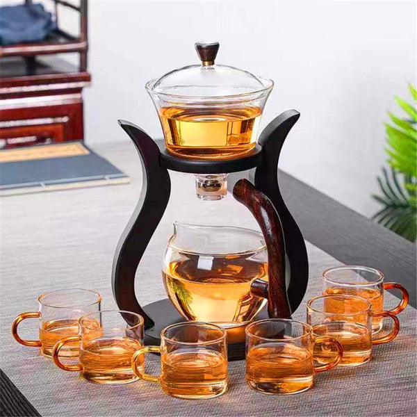 PARACITY Glass Teapot 34 OZ, Brewing Time Controlled with One Button Press  to Filter the Tea
